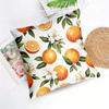 Oranges And Flowers Double-Sided Decorative Pillowcase, Modern Floral Fruit Cushion Cover For Home Office Car