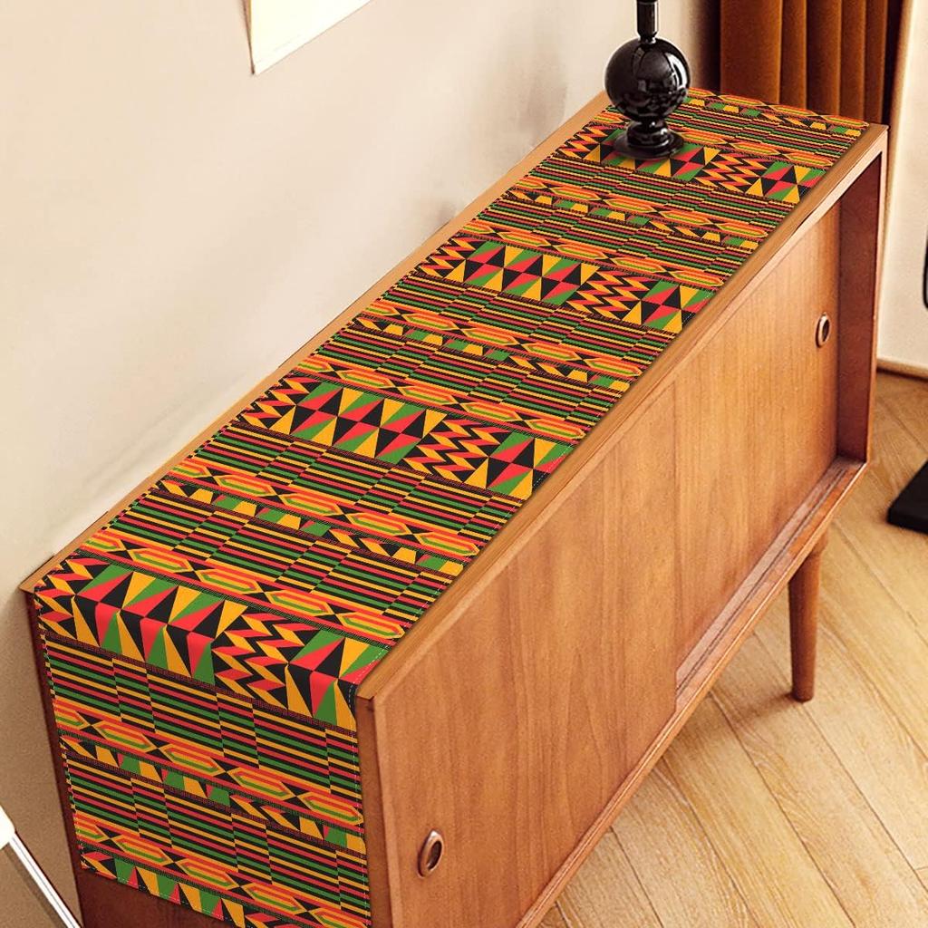 Nepnuser Kwanzaa n Kente Table Runner Juneteenth Decorations n Trible National Holiday Party Supply Home Kitchen Decor 72Inches Long