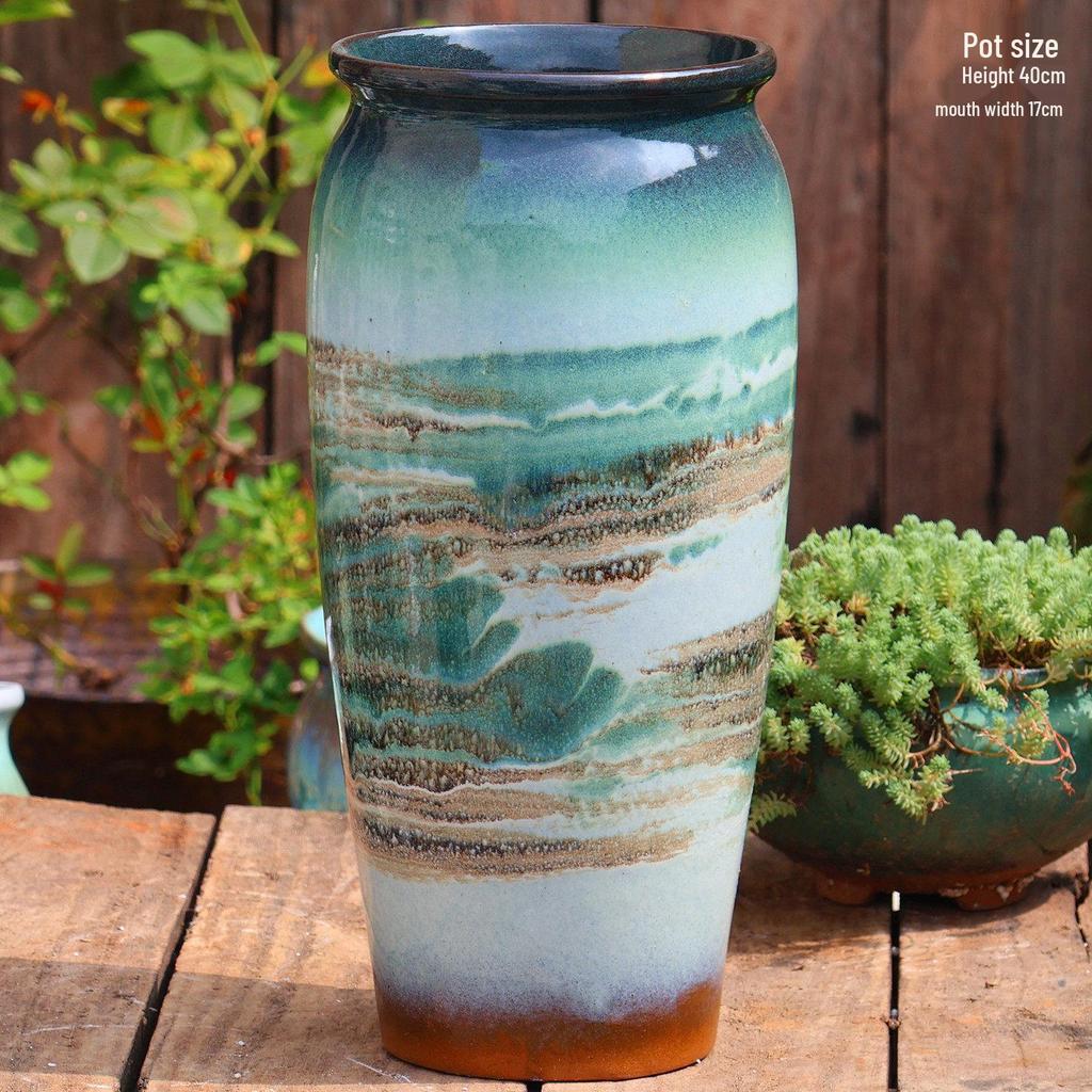 Extra Large Ceramic Pottery Flower Pot for Indoor Green Plants, Coarse Pot Ideal for Monstera and Other Large Plants