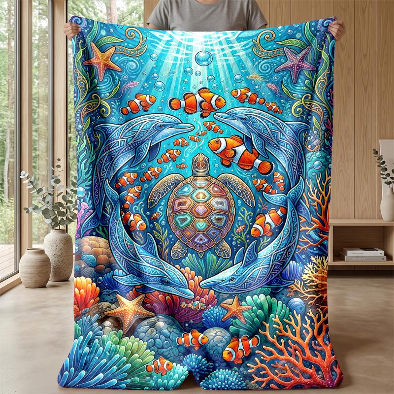 Ocean Life Adventure 2 Theme blanket Lightweight Warm Flannel Blanket Decorative Throw Blanket for Home Decoration