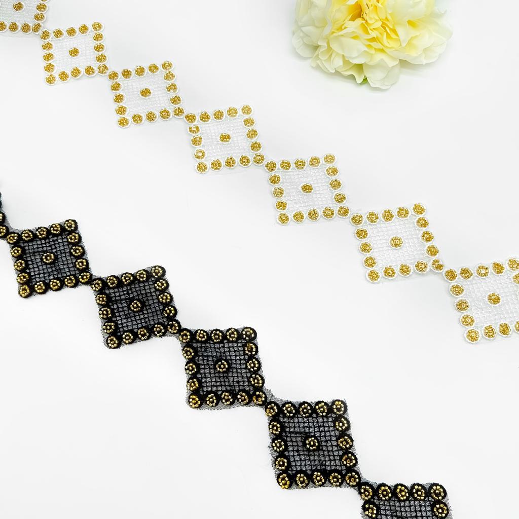 Gold Nail Drill Plaid Embroidery Lace Handmade Diy Clothing Dress Dress Accessories