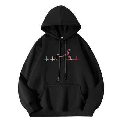 [HABOHUSE] Cat Lover Heartbeat Cat Funny Hoodie for Men Funny ECG Sweatshirt Hooded Freddie Mercury Band Rock Punk Metal Unisex Autumn/Winter Clothing