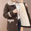 Winter Women's Casual Plus Velvet Thick Warm Lapel Coat