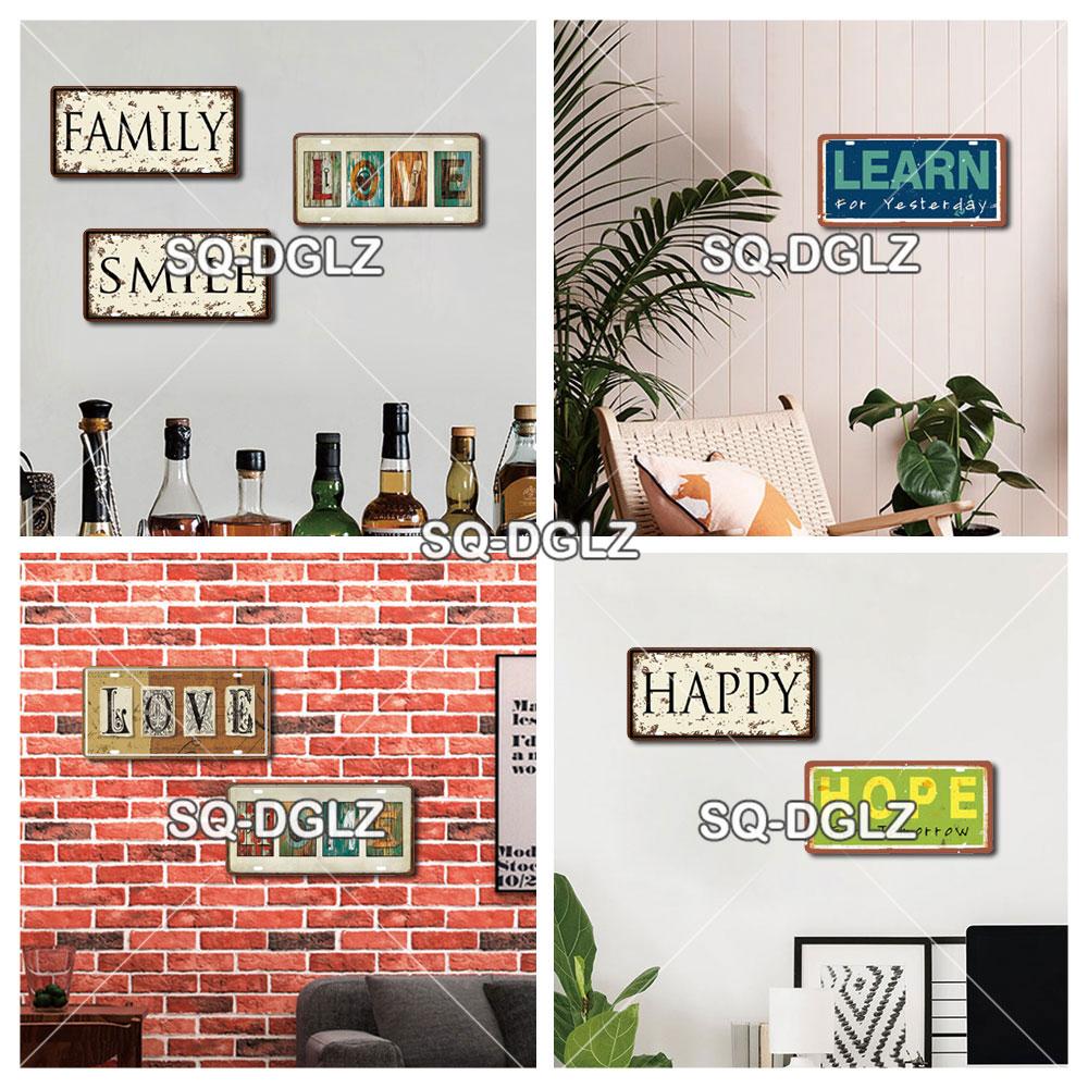 [SQ-DGLZ] Text Hope Love Home License Plate Tin Sign Store Bar Wall Decoration Metal Sign Home Decor Painting Plaques Art Poster