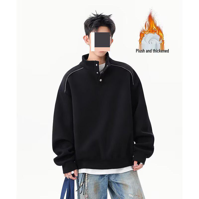 

Unisex Trendy American Heavyweight Fleece Stand-Up Collar Sweatshirt XXL чорний