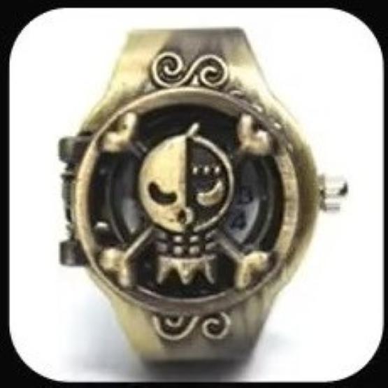 Luffy Franky Robin Pirate Japan Cartoon Animation Kid Finger Ring Watch Quartz Straw Hat Jewelry Gift Adjustable Silver Bronze Copper