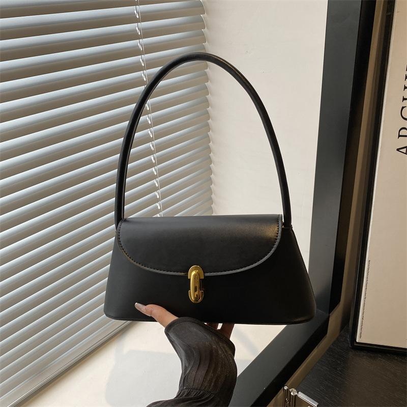 Niche retro simple underarm baguette bag 2025 new fashion high-end bag texture versatile shoulder bag tide