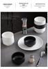 Black and White Ceramic Rice Bowl - Rock Texture Household Tableware for Soup, Salad, Dessert
