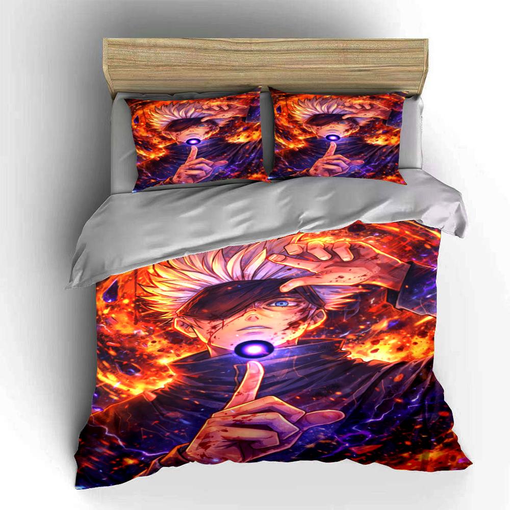 Anime Character Fiery Design Bedding Set Bedding set (1 duvet cover, 2 pillowcases, duvet not included)