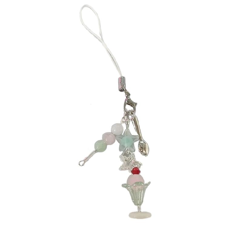 Delightful Ice Cream Keyring Charm Bead Pendant for Keychain or Bag Decorations