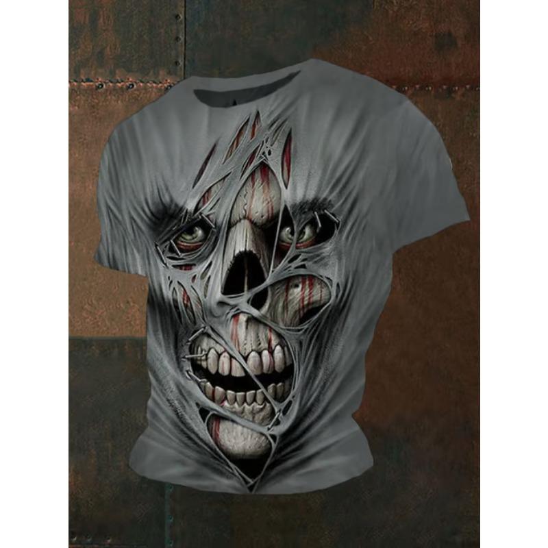 Vintage Men's T-shirts Dark Skull Graphic 3D Printed T Shirts Men Women Hip Hop Short Sleeve O-Neck Tee Loose Casual Street Tops