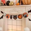 Lightweight Halloween Banner Vintage Garland Decorations Spooky Wooden Pumpkin Skull Owl Witch Wall Hanging Bat Bunting for Party Home Decor