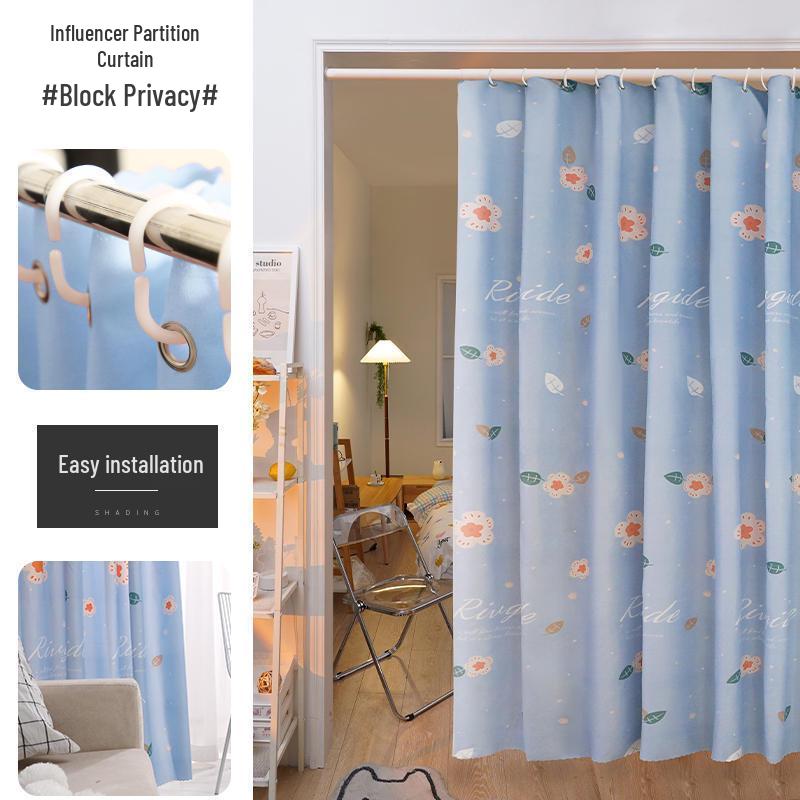 Punch-Free Movable Room Divider Curtain for Bedroom Privacy