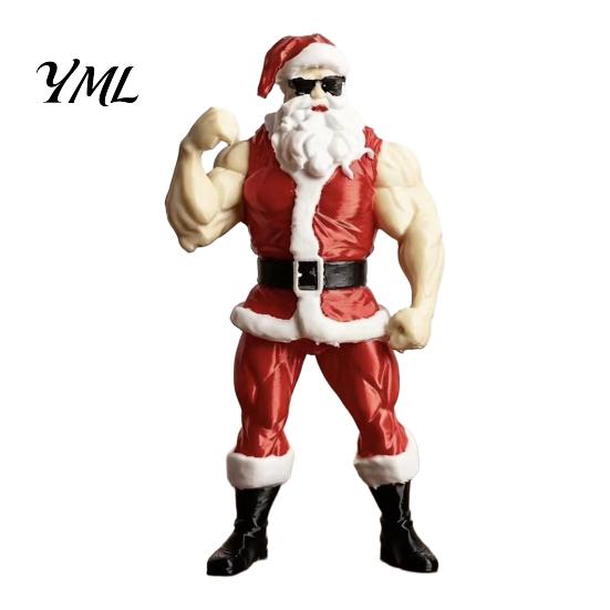 Quirky Christmas Tabletop Ornament Muscular Santa Claus Figurine, Funny Hilarious Resin Strong Statue, Novelty Statue Collectible Desktop for
