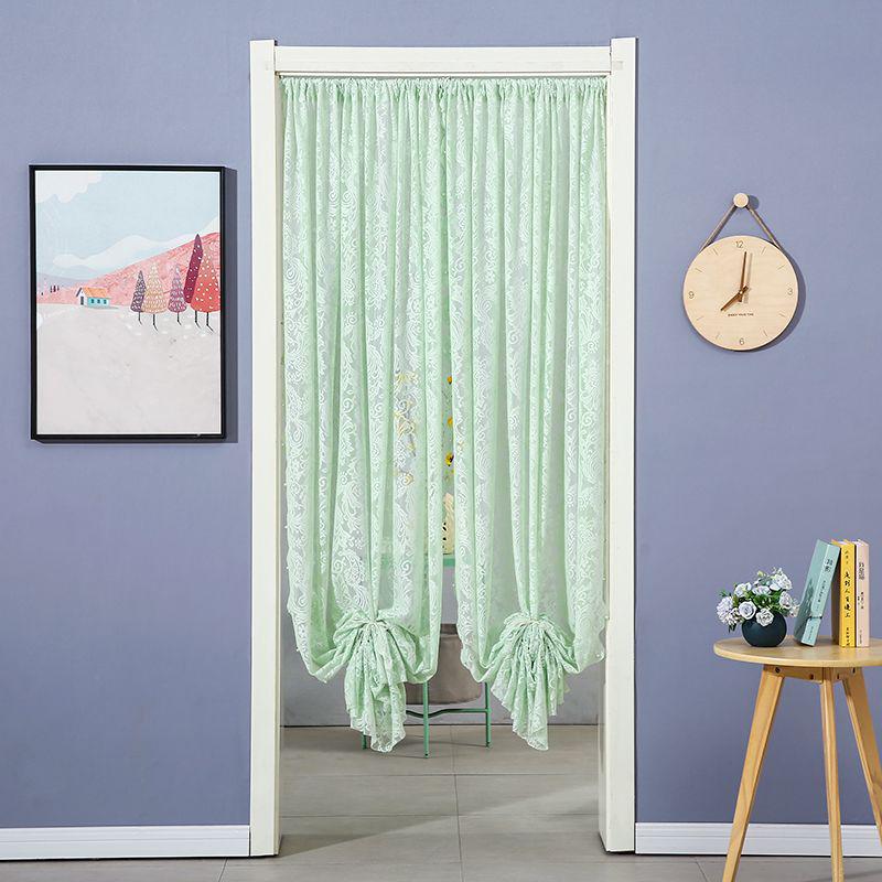 Lace Gauze Anti-Mosquito Door Curtain with No-Punch Telescopic Rod for Living Room