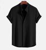 Men's Casual Fashion Loose Solid Color Men's Striped Short-sleeved Shirt