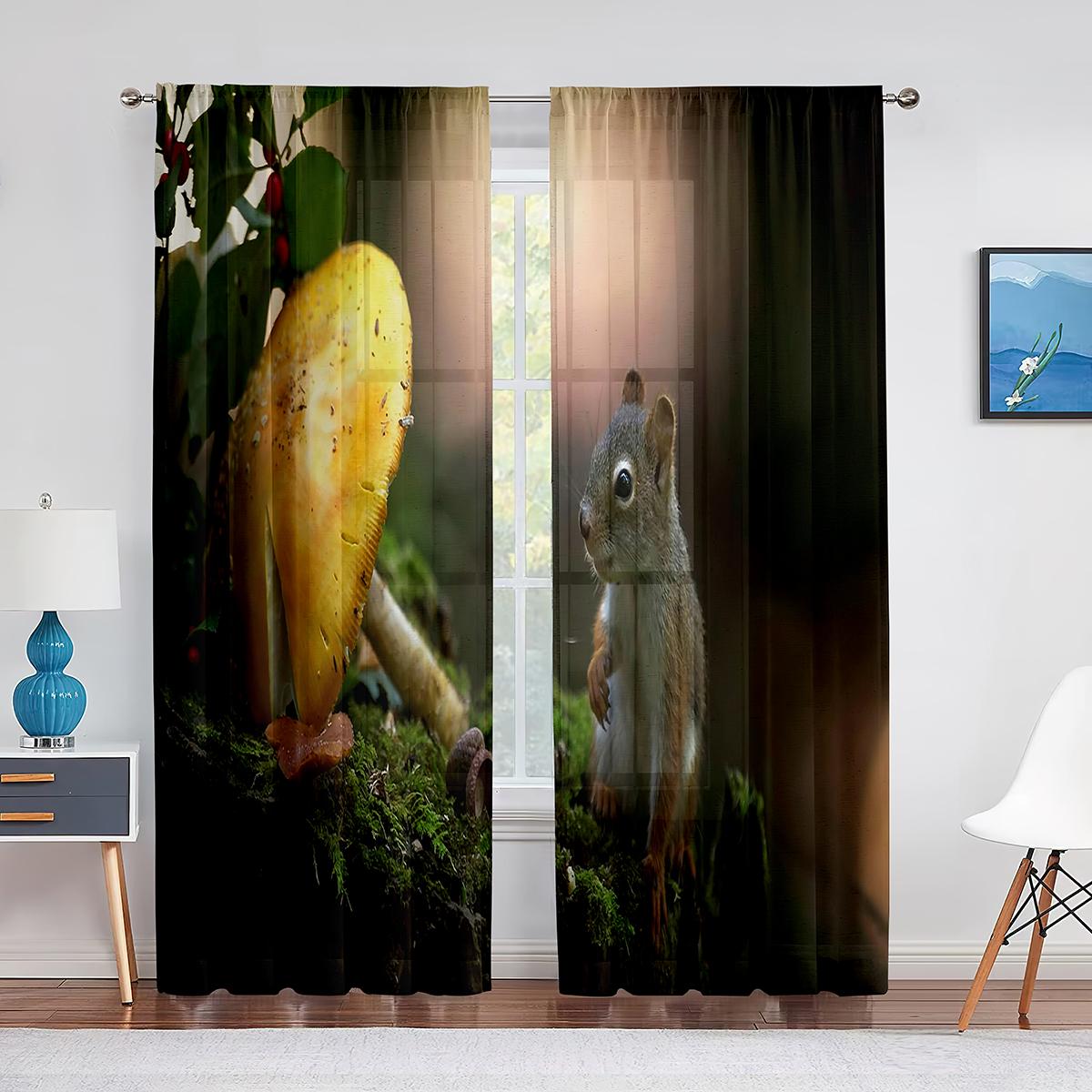 Тюлевые шторы-вуали с изображением маленьких животных — фото 4