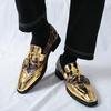Leopardenmuster Herren Anzugschuhe Große Größe 48 Luxus Hochzeitsfeier Schuhe für Mann Lackleder Goldene Schuhe Herren sapato social