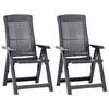 vidaXL 2 Pieces Adjustable Folding Chairs Made of Plastic, Anthracite