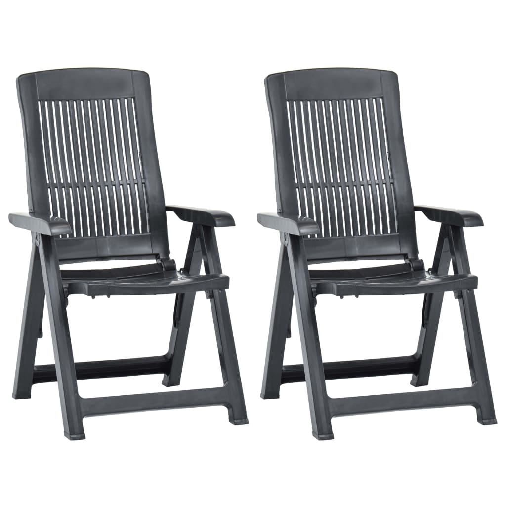 vidaXL 2 Pieces Adjustable Folding Chairs Made of Plastic, Anthracite