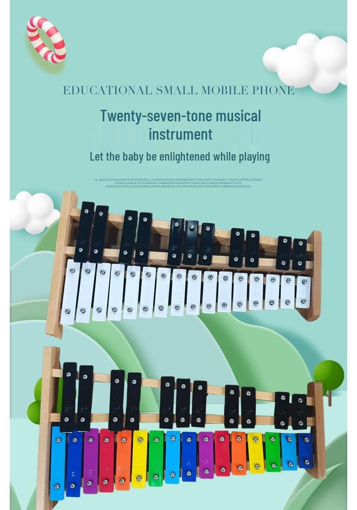 Orff 27-Tone Aluminum Plate Glockenspiel - Children's Educational Percussion Xylophone