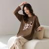Women's Long Sleeve, Long Pants Pajama Set - Round Neck, Lycra Cotton, Lightweight, Simple Style, Autumn Homewear, Two-Piece Set
