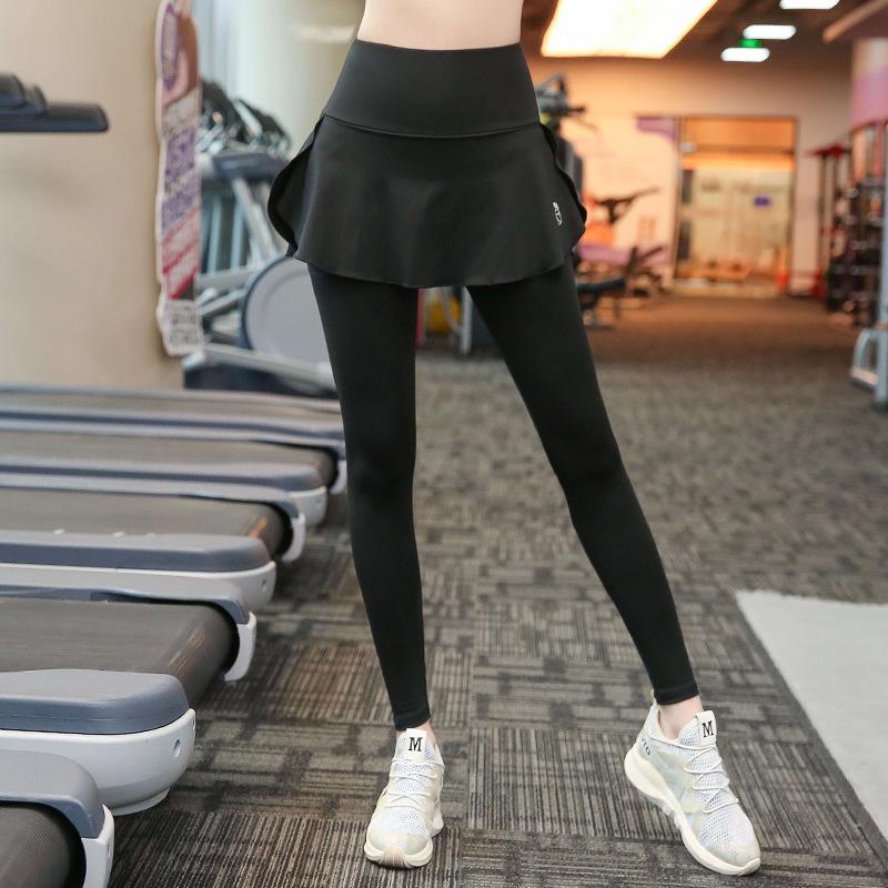 

Plus Size Women s Yoga Pants - Fake Two-Piece, Spring/Summer Fitness, Running, Slimming, Loose Fit, 200 Jin 3XL