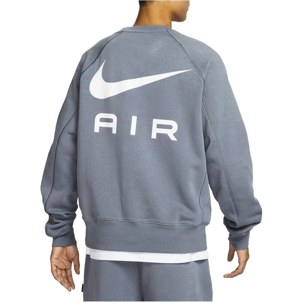 Nike Air Letter Logo Crew Neck Casual Fleece Lined Loose Fit Long Sleeved Sweatshirt Men's Gray FB7204-065
