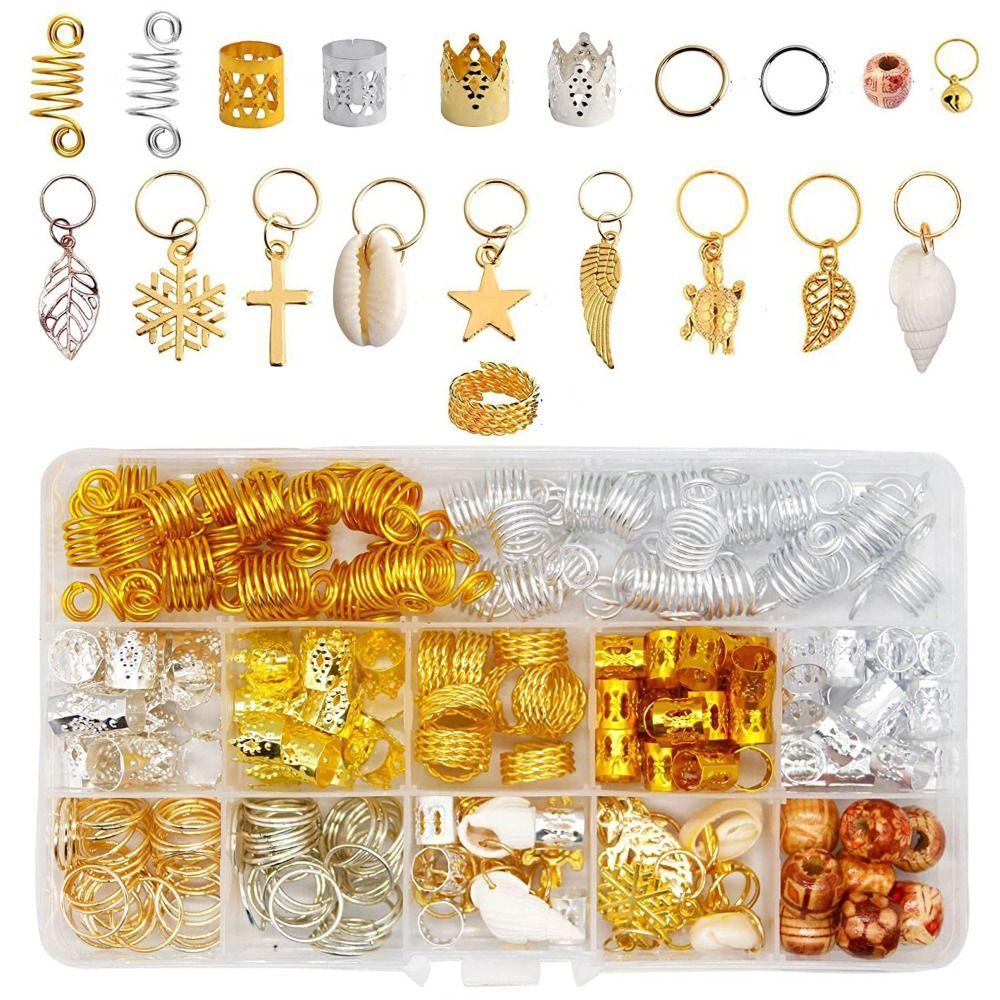 

238pcs Gold Silver Hair Cuffs Clips Hair Extension Hair Ring Hair Braid Tubes for Women Girls 238pcs