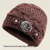 Warm Fleece-Lined Knit Hat with Ear Protection for Elderly Women