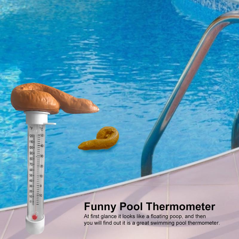 Floating Pool Thermometer Cartoon Poop-Shaped Water Temperature Thermometers Prank for Outdoor Indoor Swimming Pools