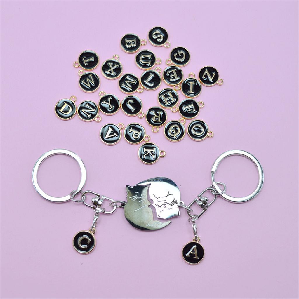 Matching Cat Pendant Keychains For Couples Stylish Black And White Design Ideal For Valentines Day Or Special Occasions
