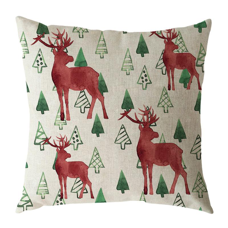 

Рождественская льняная классическая красная клетчатая наволочка со снежинкой, подушка с лосем и елкой для праздника 45 * 45 pillow cover