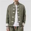 Kragenschnallenjacke Orientalisches Kung-Fu-Hemd aus Baumwolle für Herren, Freizeithemd, Stehkragen, Langarmshirts, traditioneller chinesischer Retro-Mantel