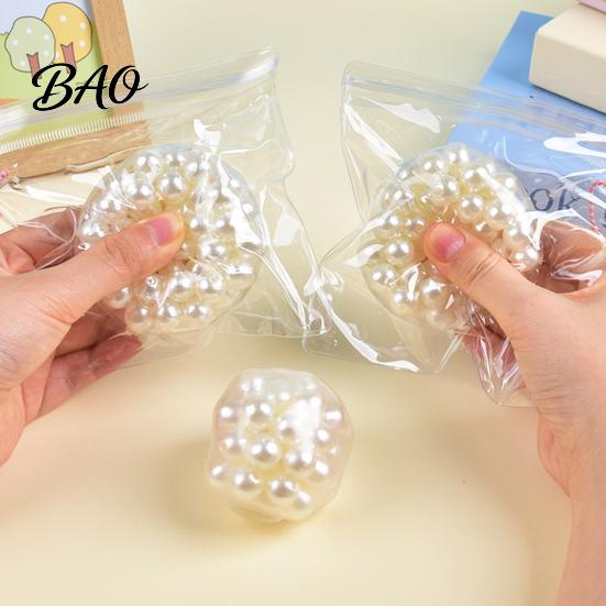 Portable Anxiety Relief Gifts Pearl Bead Filled Stress Toy, Soft TPR Sensory Relaxation Squeeze Ball, Comforting Balls Slow Rebound Rice Cake Texture