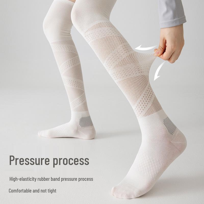 Women's Breathable Mesh Over-the-Calf Socks for Running, Cycling, Badminton, and Fitness - Spring/Summer Style