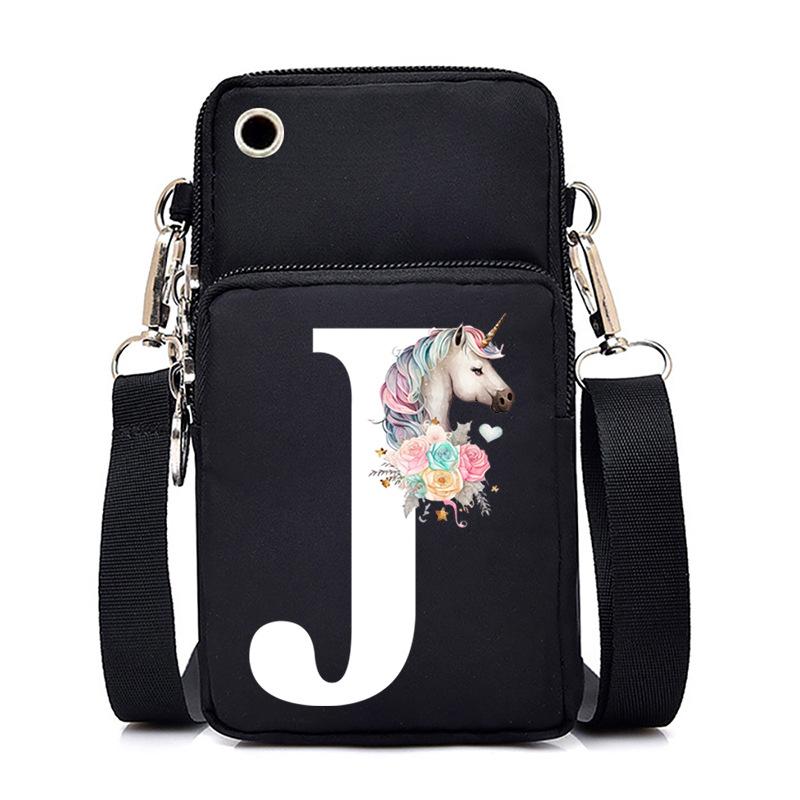 Unicorn Unicorn Letter Printing Black Oblique Span Bag Casual Portable Multi-Function Mobile Phone Bag
