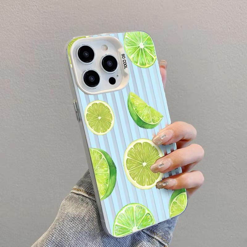 Striped Fruit Pattern Laser Phone Case For IPhone 15 17 Pro Max 16 14 Pro Max Plus 12 11 13 Mini Pro Max Shockproof Back Covers
