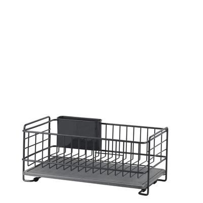 Kovový rošt na riad Pearl Metal, úzky, tmavosivý, s podnosom z rozsievkovej zeminy, AZ-5510