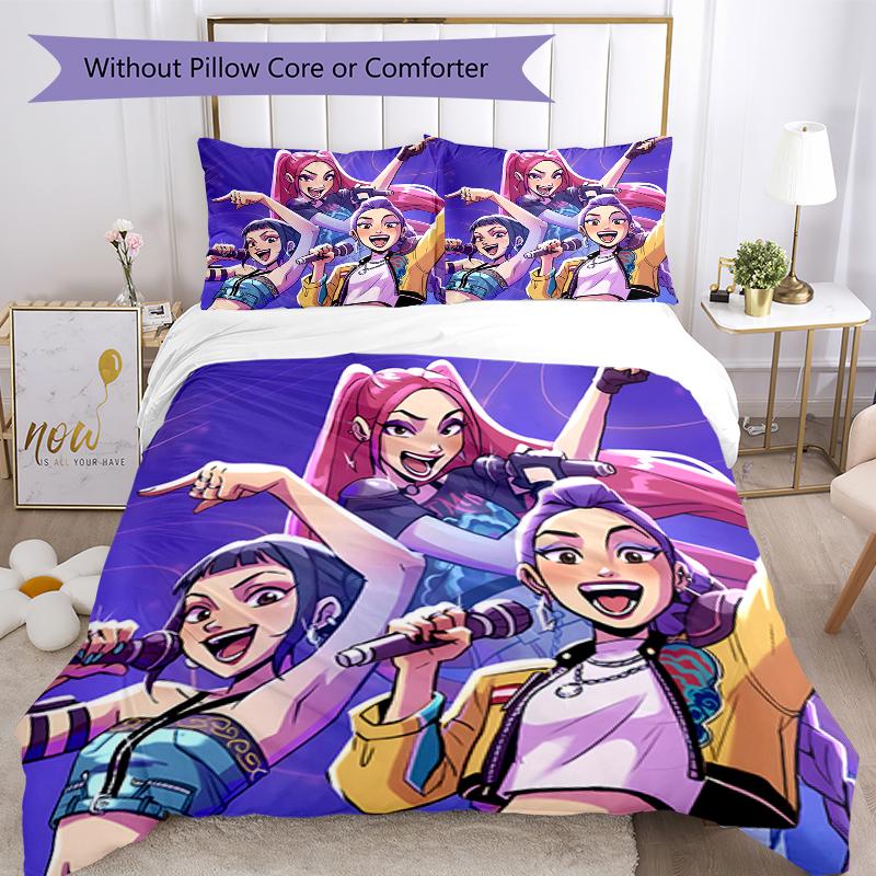 3pcs KPop Demon Hunters17 Design Cover Set - HD Printed Bedding with 1 Cover and 2 Pillowcases - Perfect for Home and Dorm Decor