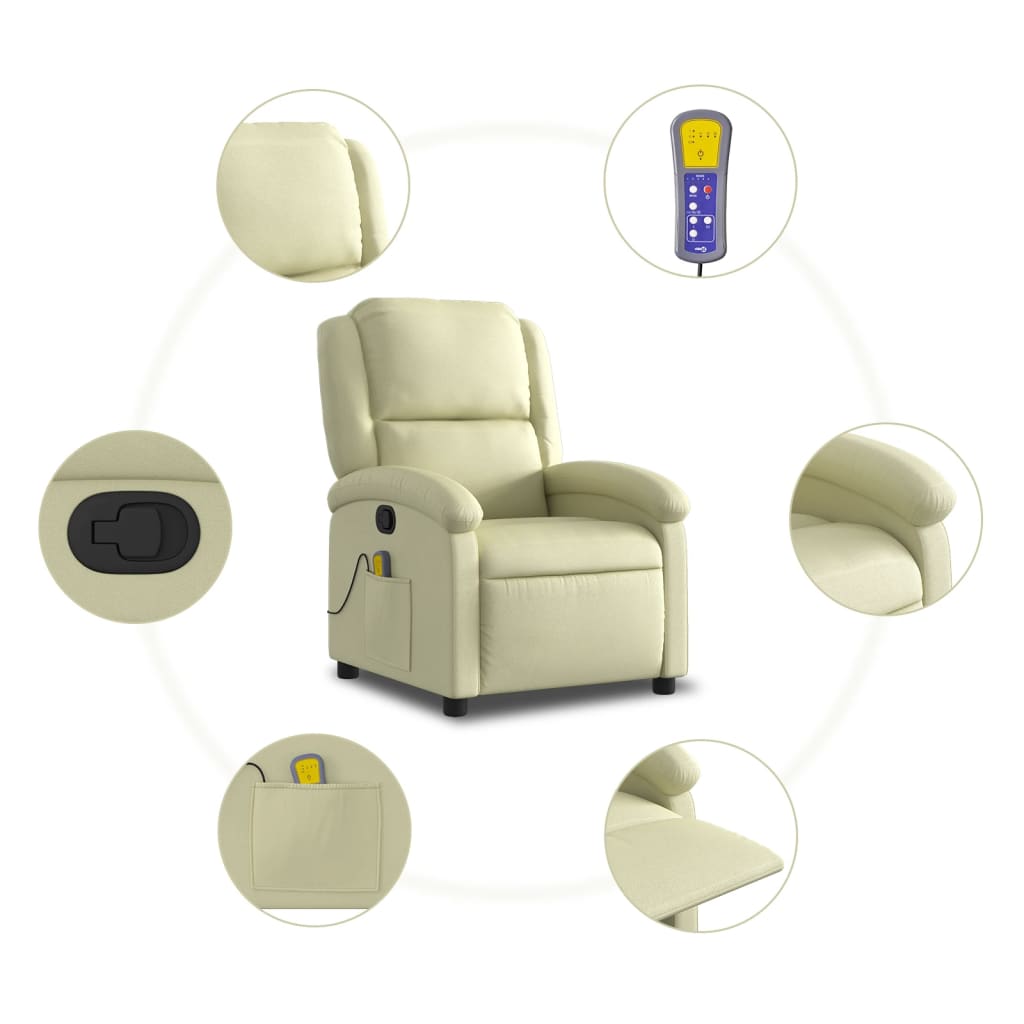 Massage Chair Relax Chair Genuine Leather Cream