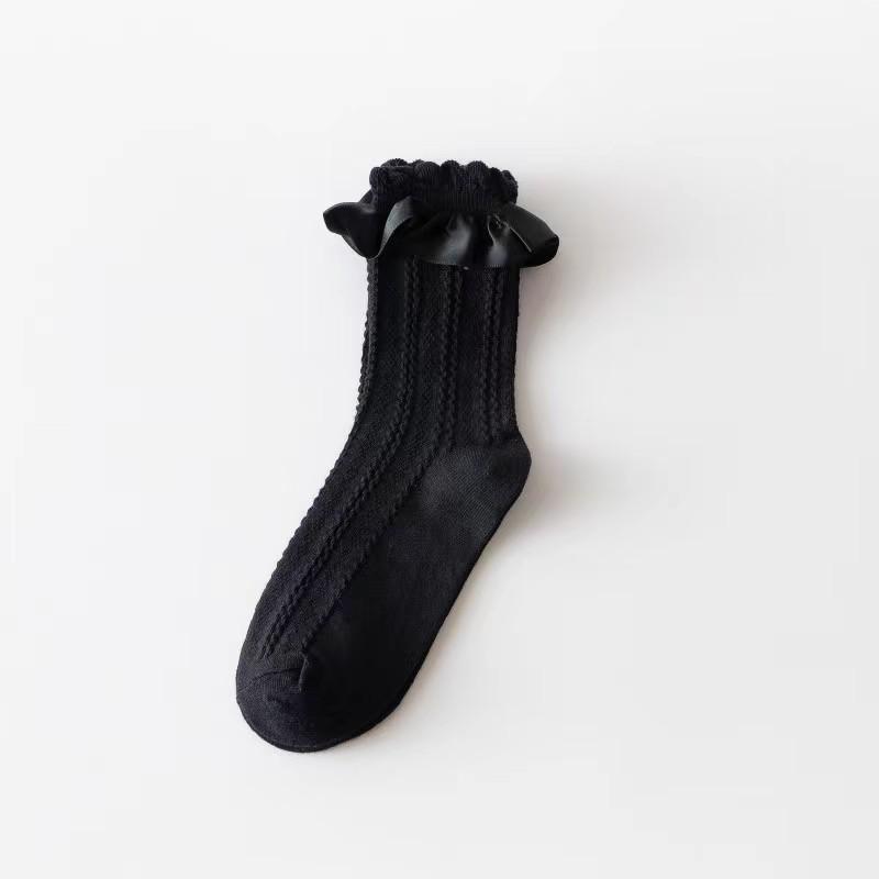 Mid-calf Bubble Lace Lolita Women's Socks, Mesh Twist Breathable Socks, Sweet Cotton Socks, Thin Spring