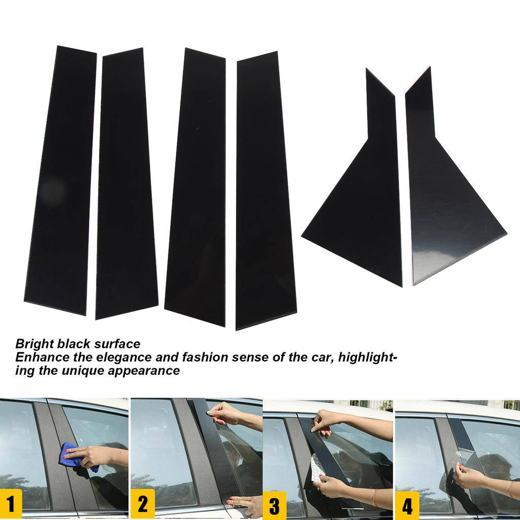 6PCS Door Window B Pillar Trim Gloss Black Pillar Post Decal Cover Replacement for Kia K3 Forte Sedan Cerato