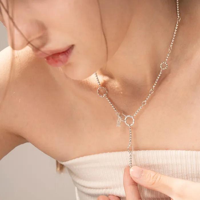 Jaynui Wave Circle Necklace silver 44cm