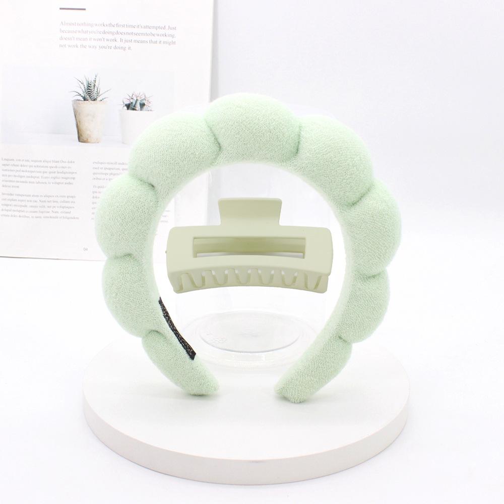 2pcs/Set Washing Hair Accessories for Women Bathing Terry Cloth Cloud Sponge Hair Bands Makeup Removal Headbands Hair Claw Clips