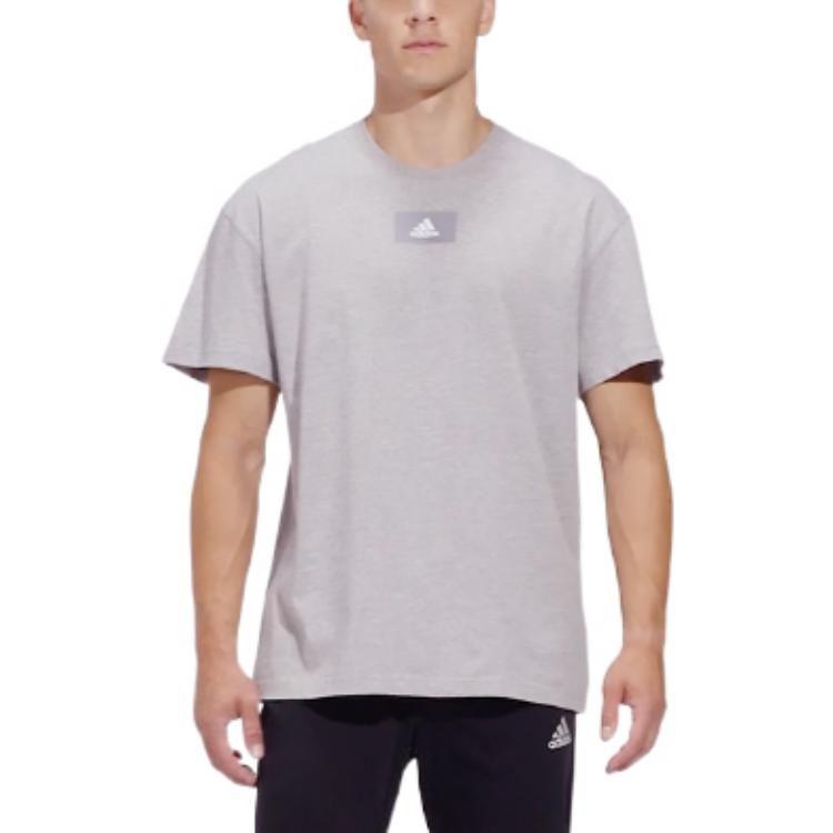 Adidas Drop Shoulder Sleeve T Shirt Men's Gray HE4365
