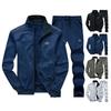 2Pcs/Set Men Autumn Winter Pockets Sport Outfit Stand Collar Long Sleeve Zipper