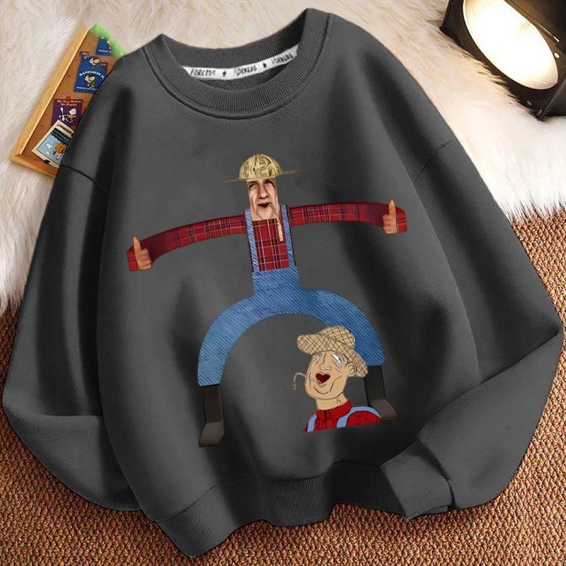 Children's Casual John's Farm Hoodies for Autumn and Winter, Loose Long-sleeved Hoodies for Boys and Girls