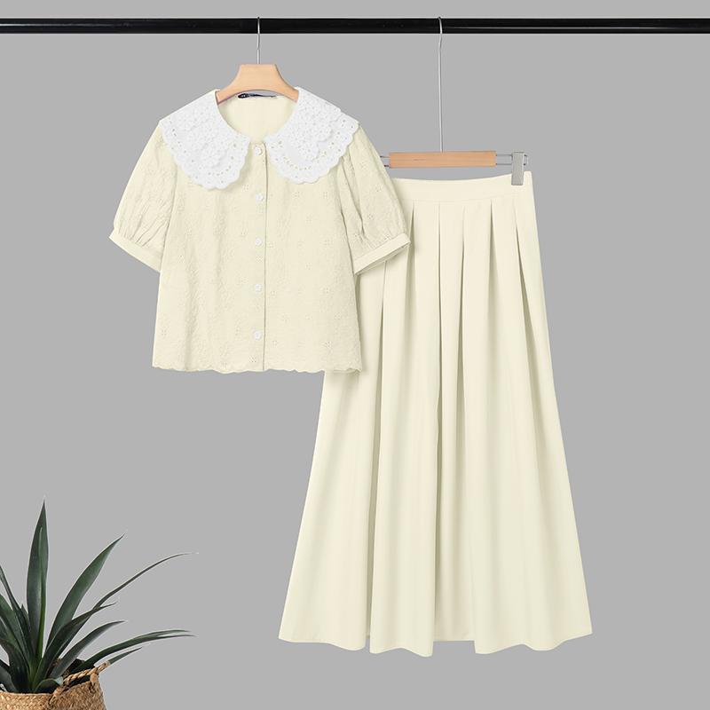 

ZANZEA Женская блузка с коротким рукавом и длинные юбки, повседневные комплекты из двух частей 5XL жёлтый