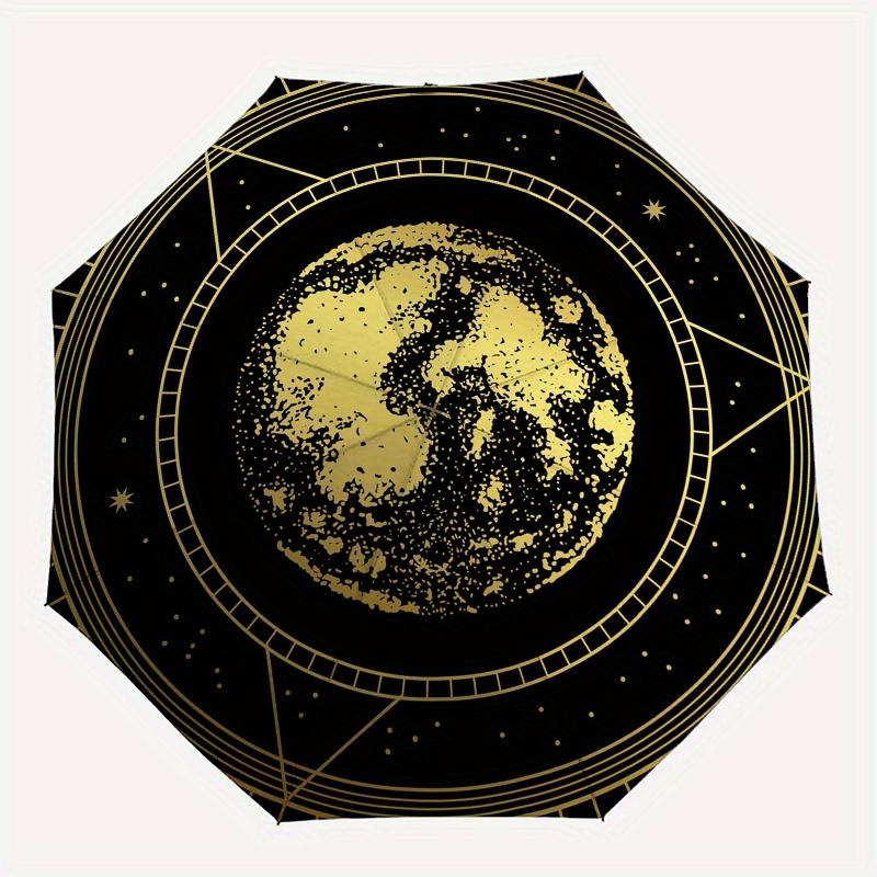 Golden Moon Phase - Celestial Night Sky Design for Journals, Laptops, or CarsUmbrella, Portable 3-Fold Umbrella for Men & Women,Christmas Gift ES117